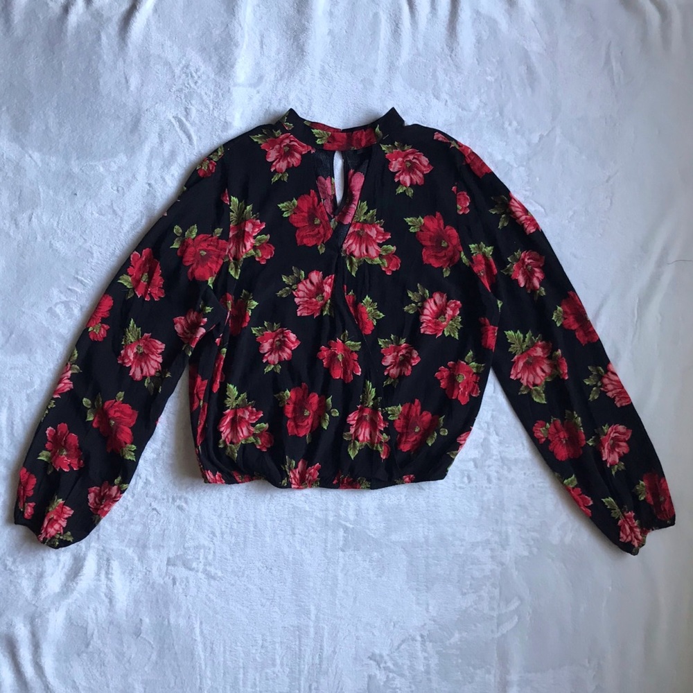 Forever 21 Floral Mock Neck Top